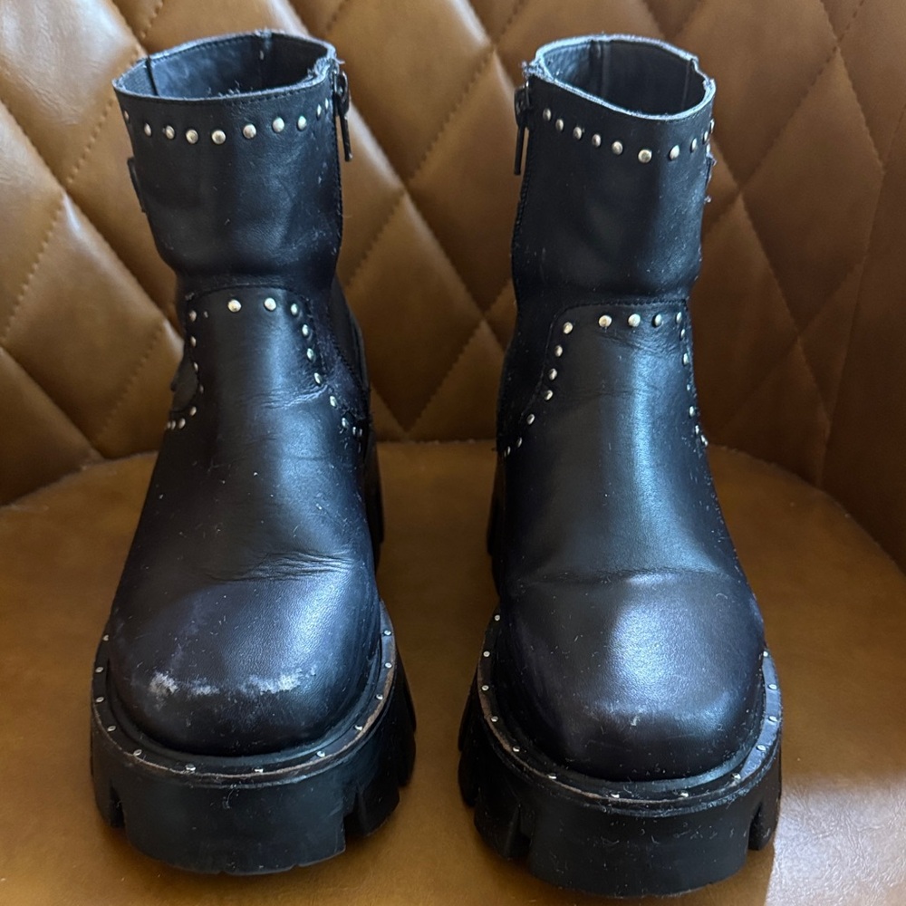 Free People Black Studded Combat Boots